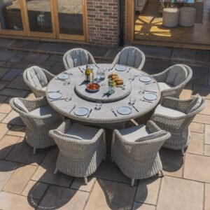 A Oxford 8 Seat Round Dining Set - Ceramic Glass