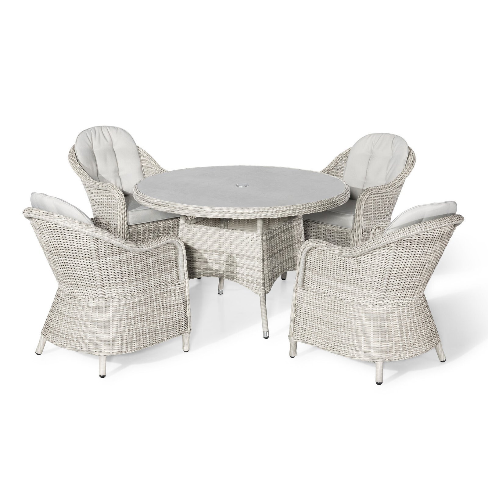 Oxford Heritage 4 Seat Round Rattan Dining Set - Ceramic Glass - Image 10