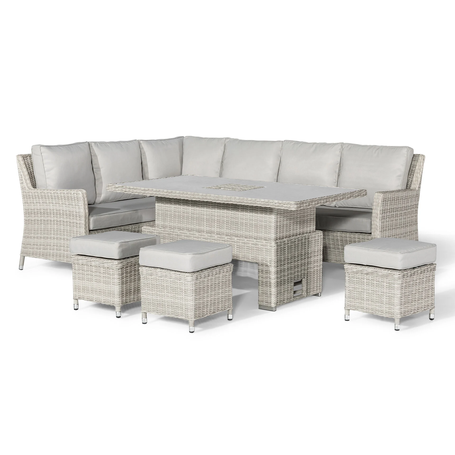 Oxford Rattan Corner Dining Set with Ice Bucket & Rising Table - Ceramic Glass - Image 13