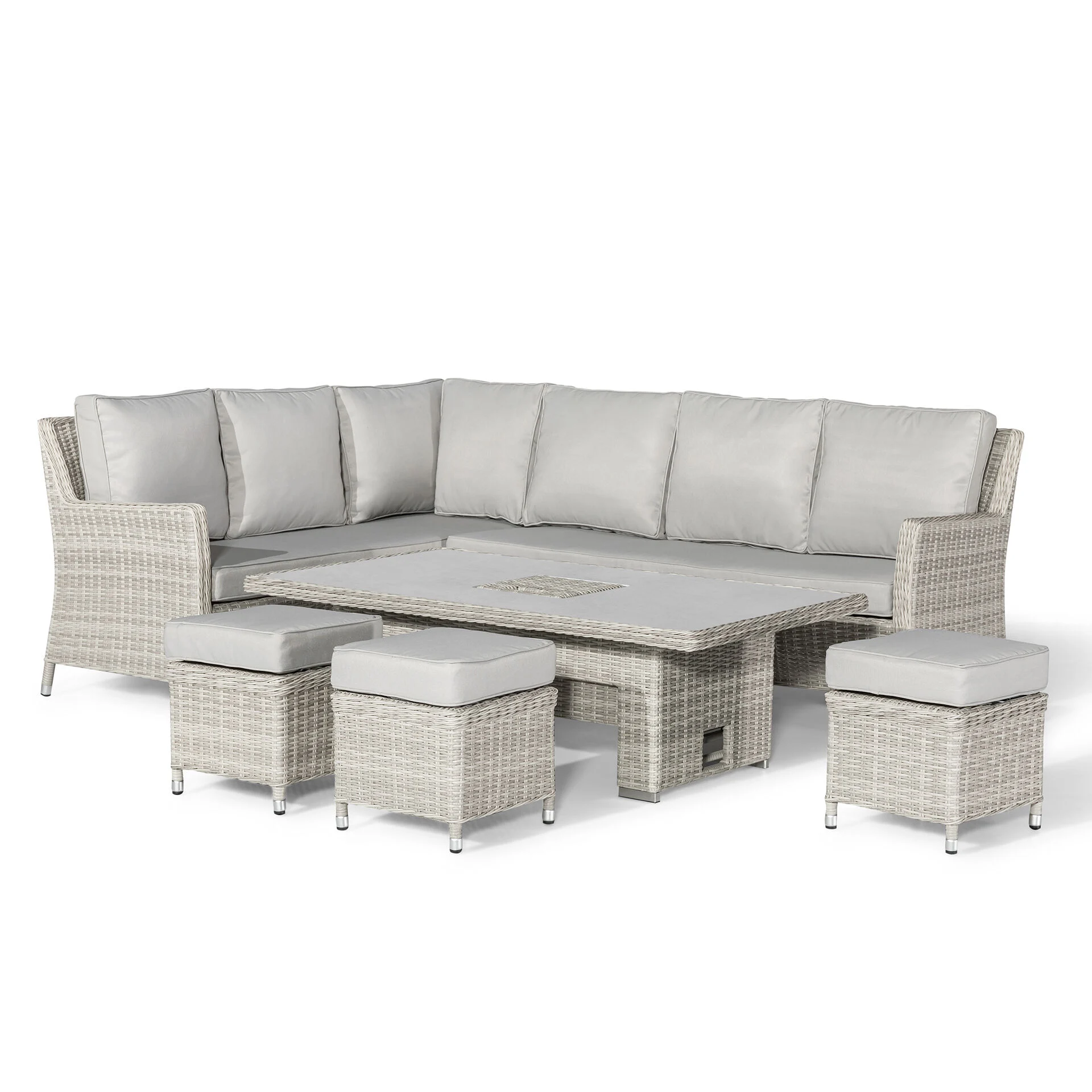 Oxford Rattan Corner Dining Set with Ice Bucket & Rising Table - Ceramic Glass - Image 14