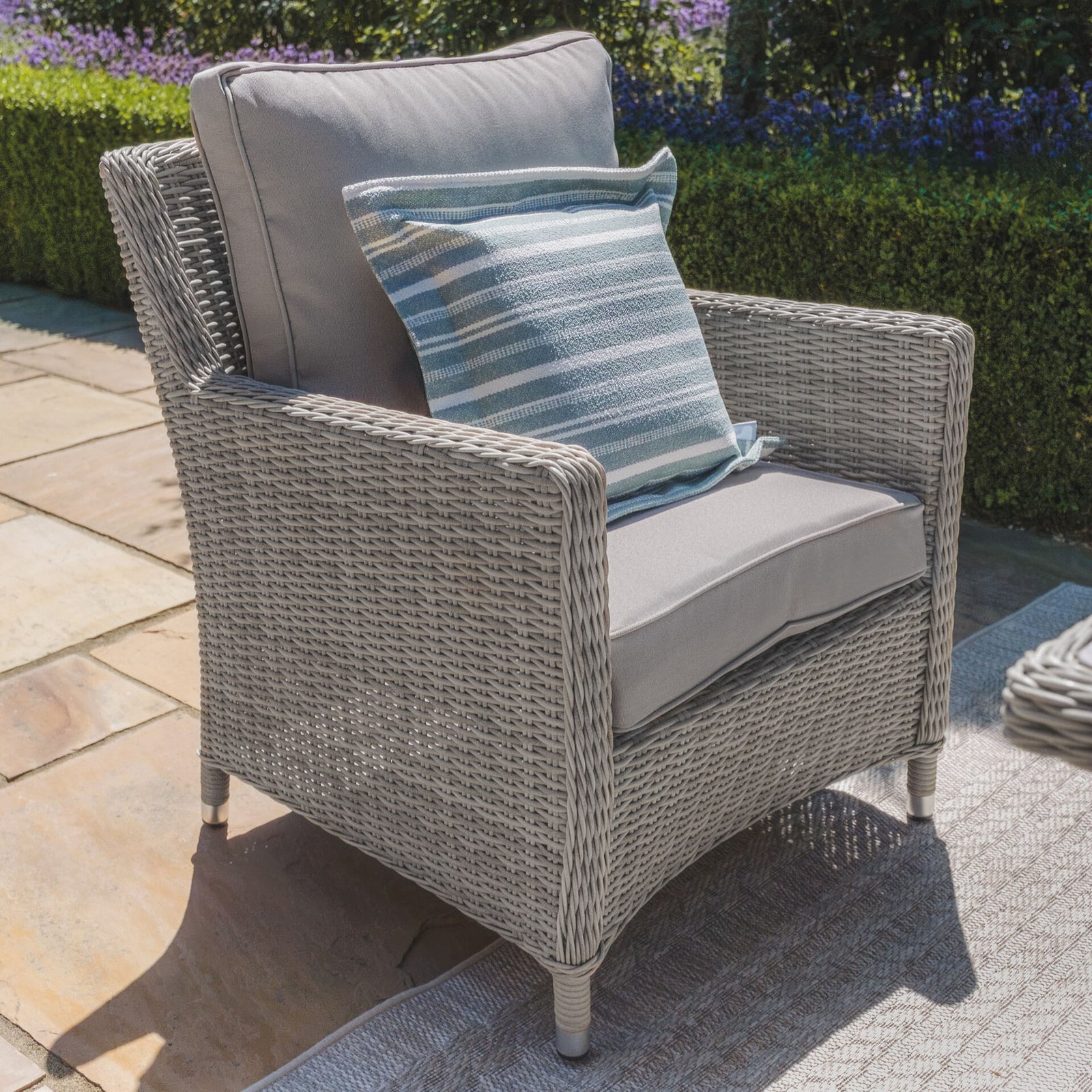 Oxford Sofa Rattan Dining Set with Ice Bucket & Rising Table - Ceramic Glass - Image 7