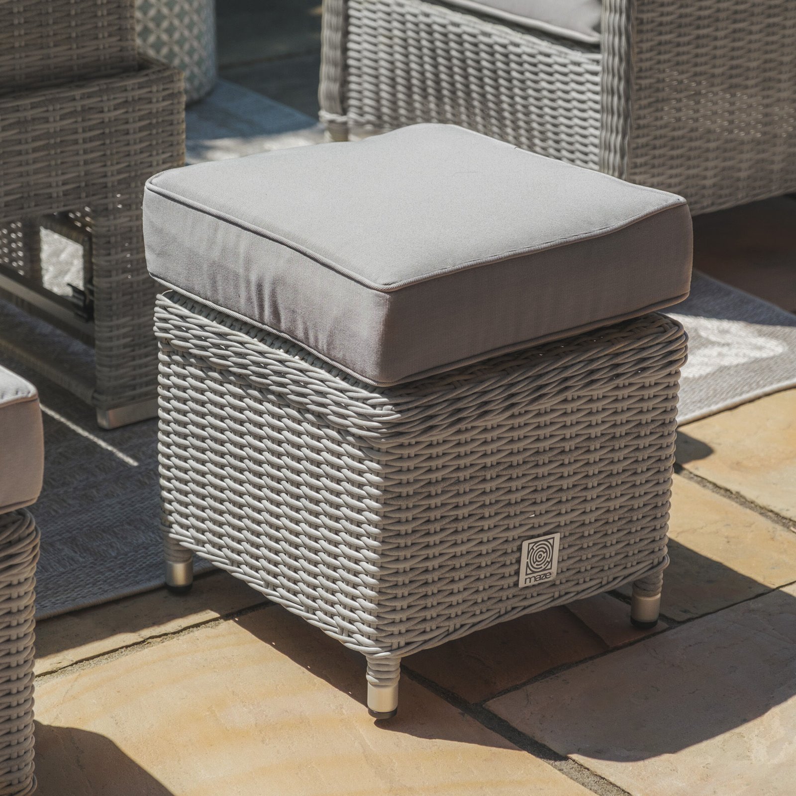 Oxford Sofa Rattan Dining Set with Ice Bucket & Rising Table - Ceramic Glass - Image 12