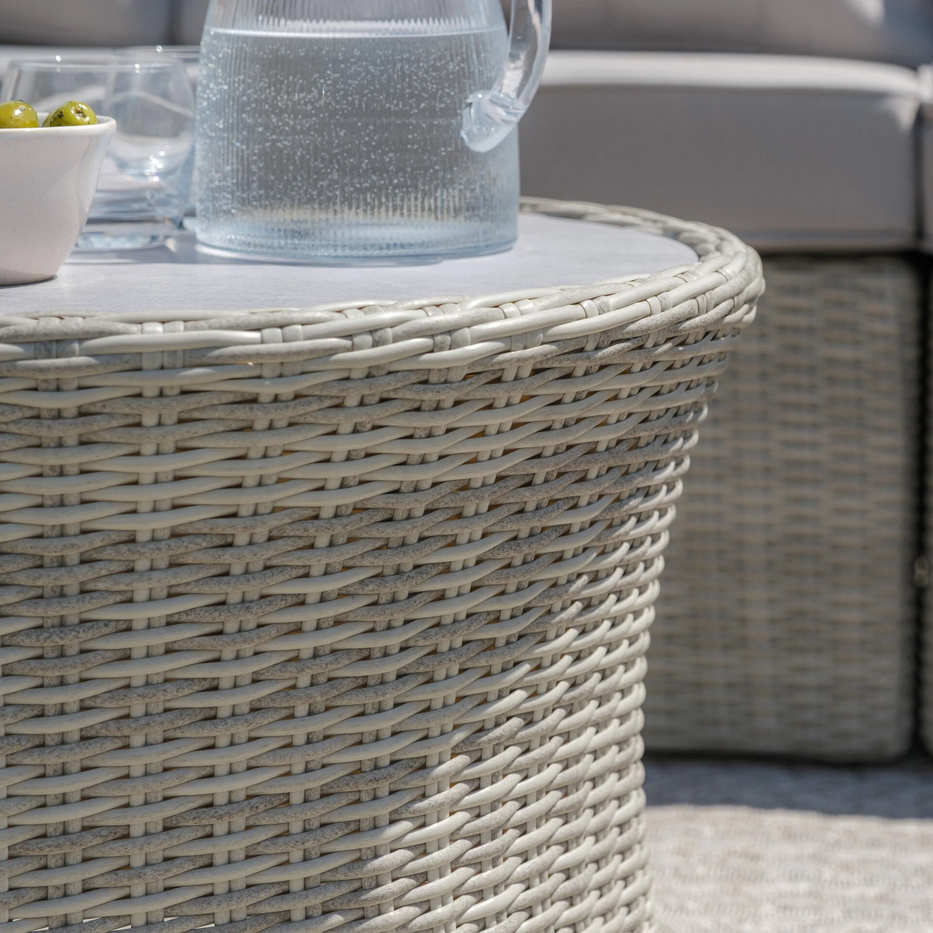 Oxford Small Rattan Corner Sofa Set with Armchair - Ceramic Glass - Image 10