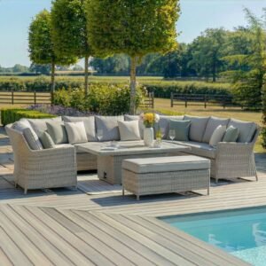 Alternative view of A Oxford Royal U-Shaped Rattan Sofa Set with Rising Table - Ceramic Glass
