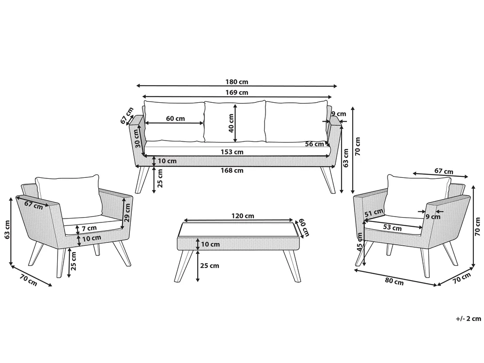 VITTORIA 5-seater garden set with table, synthetic rattan - Image 4