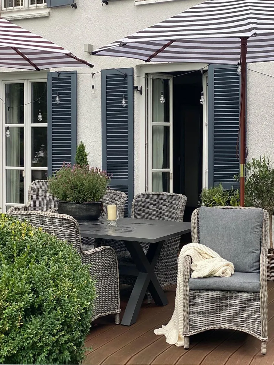 1 Garden Dining Set 6 Seater CASCAIS with Cushions PE Rattan Grey - Image 5