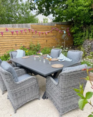1 Garden Dining Set 6 Seater CASCAIS with Cushions PE Rattan Grey
