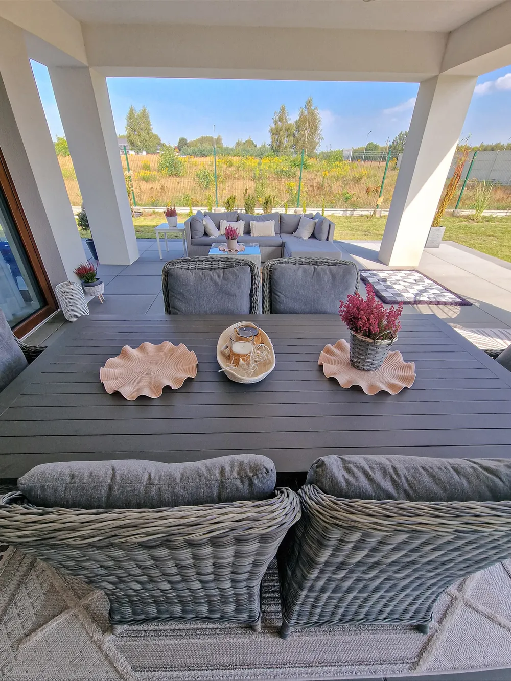 1 Garden Dining Set 6 Seater CASCAIS with Cushions PE Rattan Grey - Image 11