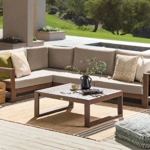 TIMOR 4-seater corner garden set, right-hand modular, certified acacia wood