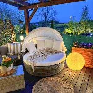 Outdoor bed SYLT LUX Synthetic rattan Gray