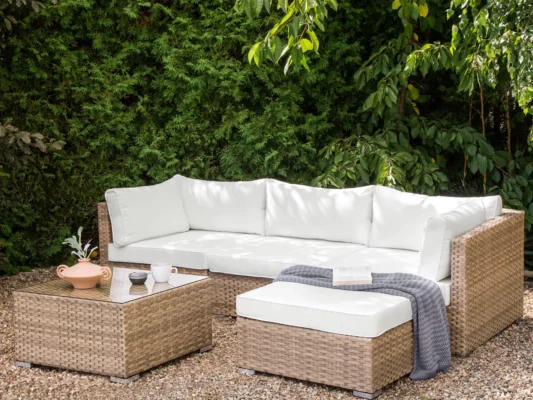 SANO 4-seater modular garden corner set, left-facing, synthetic rattan,