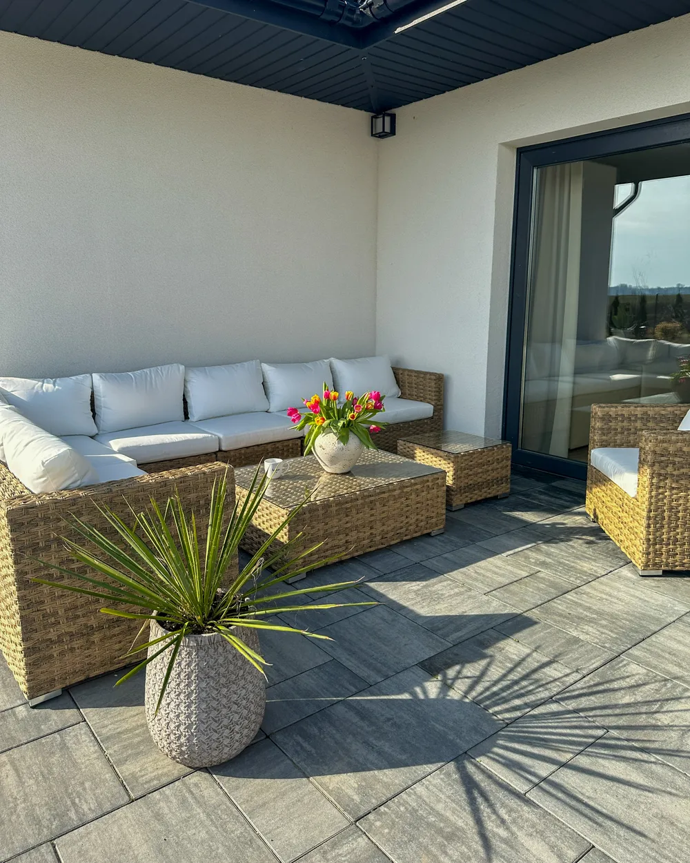 Garden set with XXL 8-seater table, right-hand modular design, synthetic rattan - Image 2